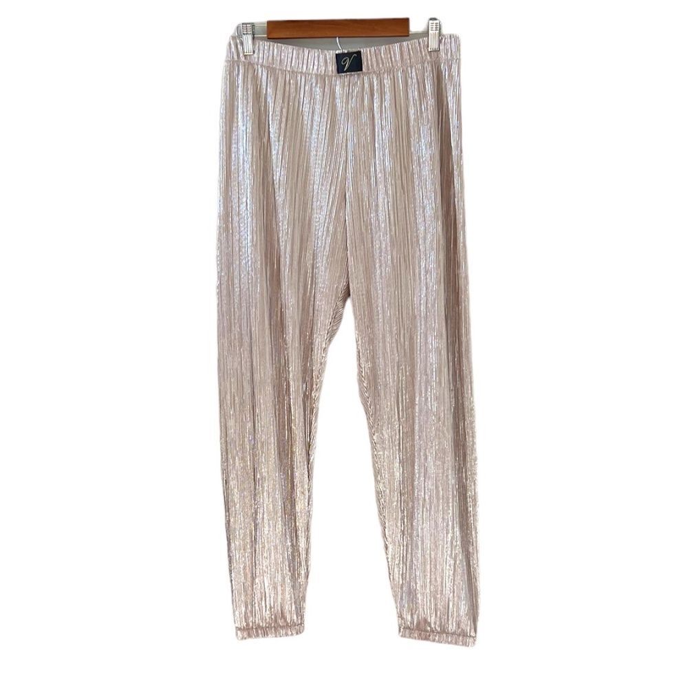 Victoria's Secret NEW Pleated Jogger Lounge Pajama Pants In Gold Metallic Size M